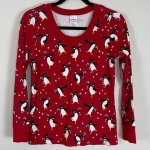 Hanna Andersson 100%‎ Cotton Red Christmas Penguin Women’s Long sleeve Size Med